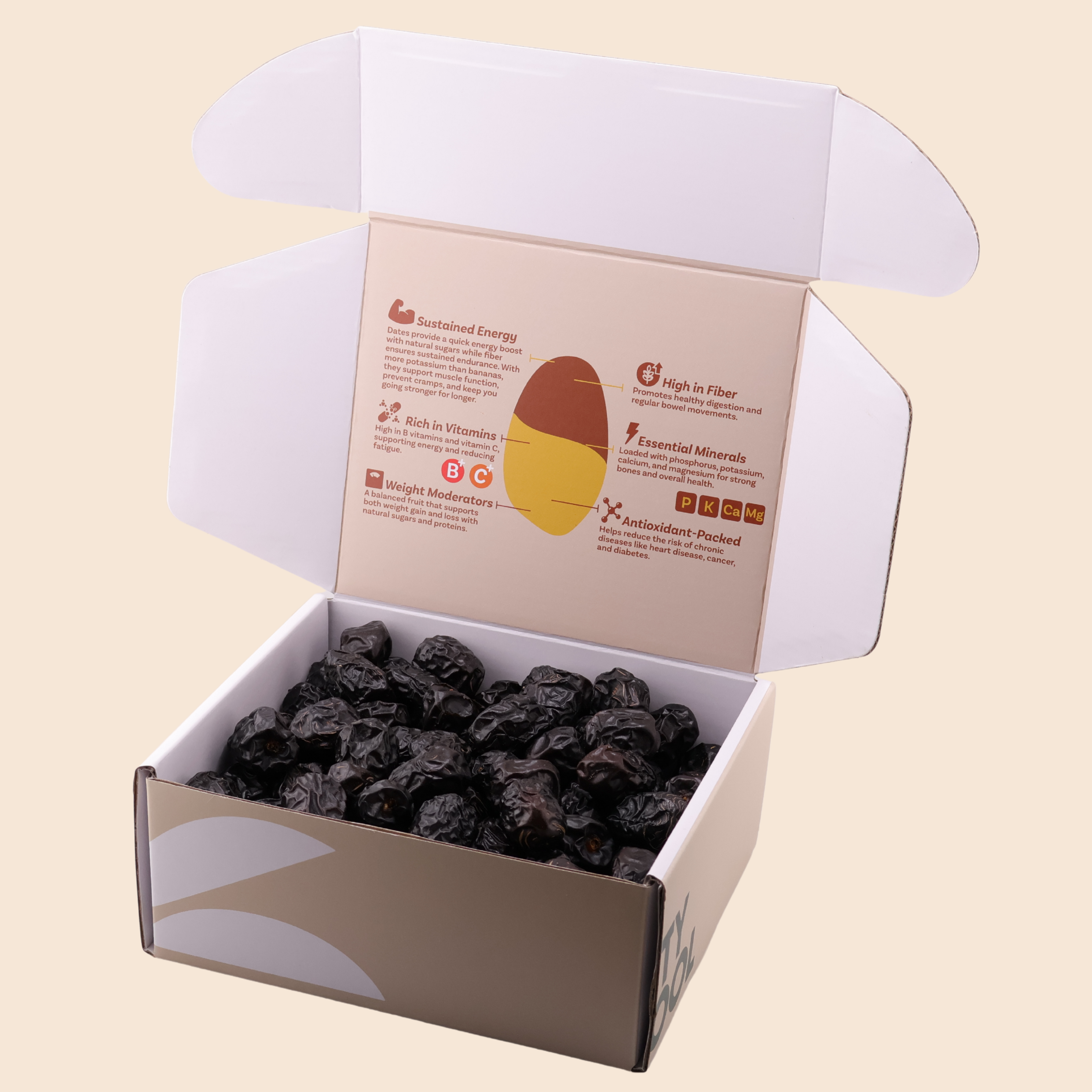 1kg Mighty Mejdool Ajwa dates, premium organic dates with deep flavor and natural energy.